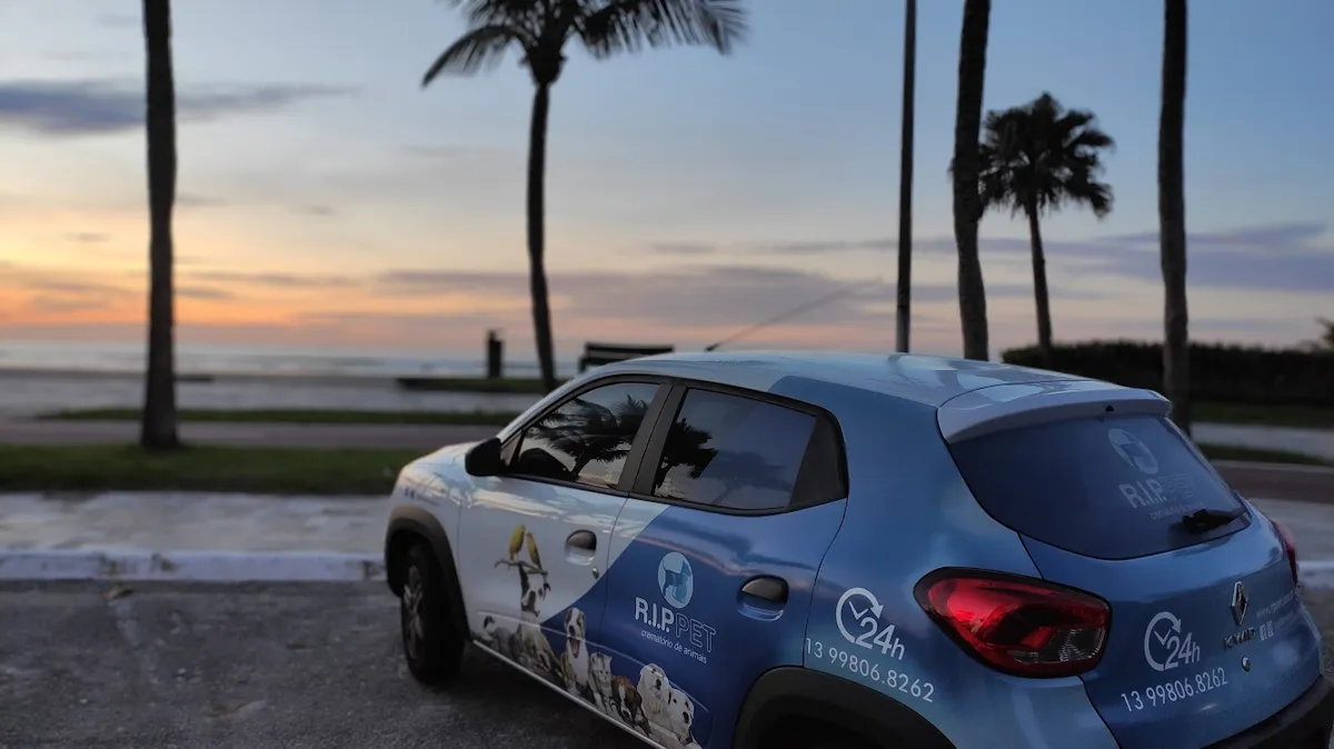 Carro RIP Pet na orla da praia